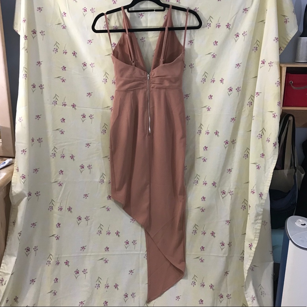 Tan/Pink Asymmetrical Selfie Leslie Dress - Picture 3 of 5